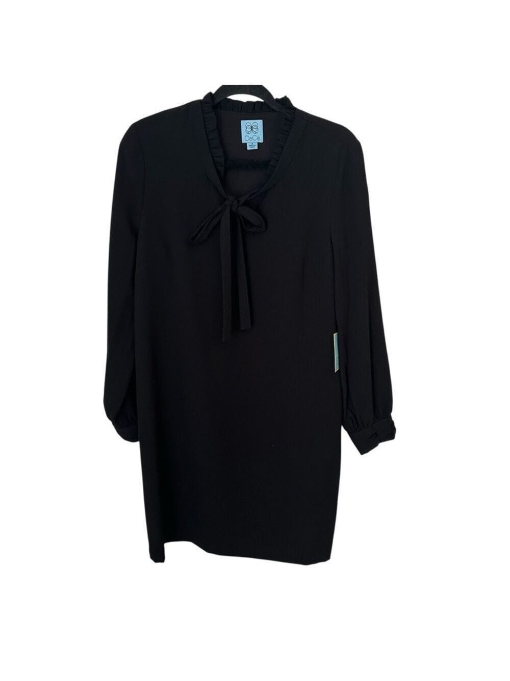 Cece Black Bow Long Sleeve Polyester Mini Dress Women’s Size 6 Macy’s - Picture 2 of 8